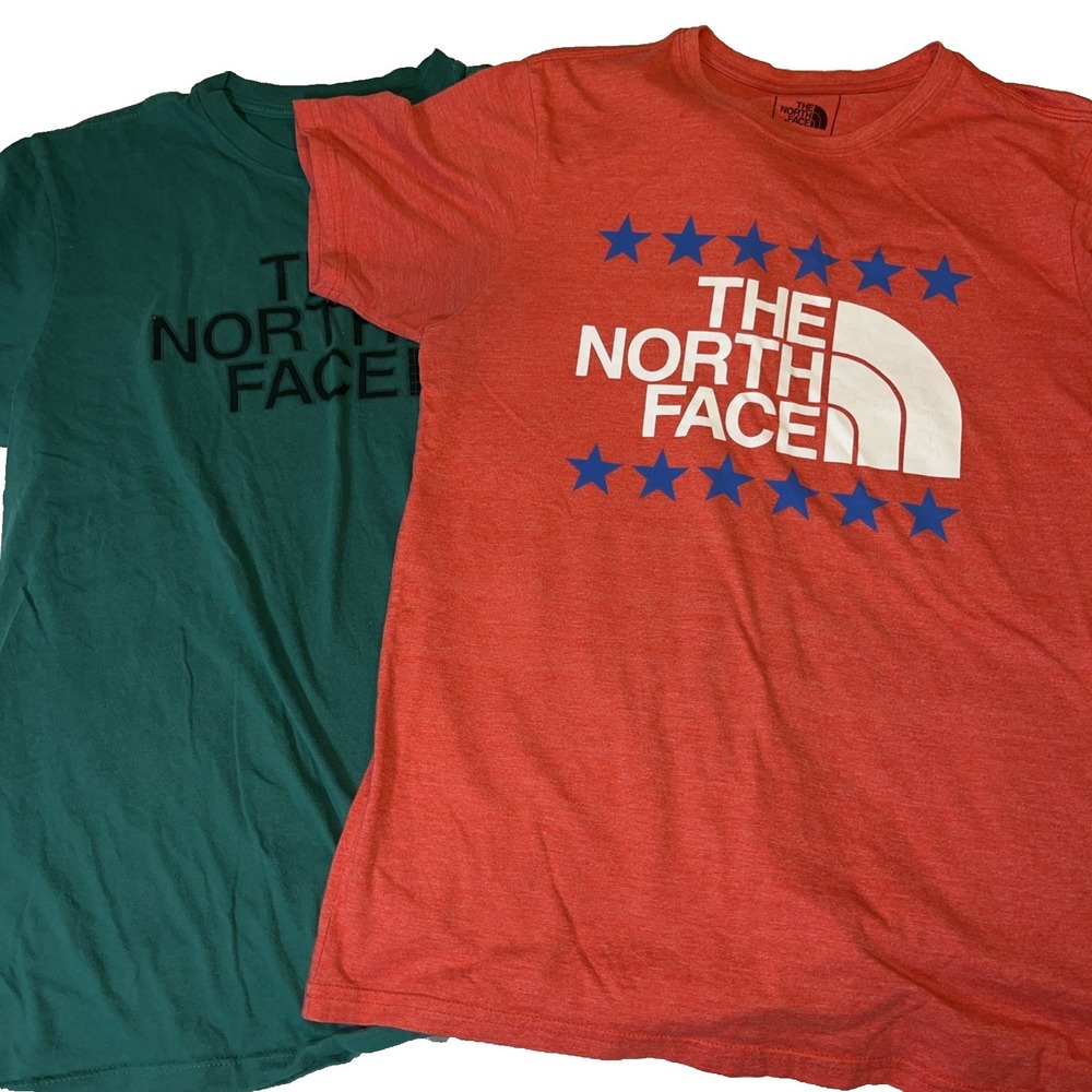 The North Face Men's Lot Tee Shirts Medium Top Green Red Logo Stars